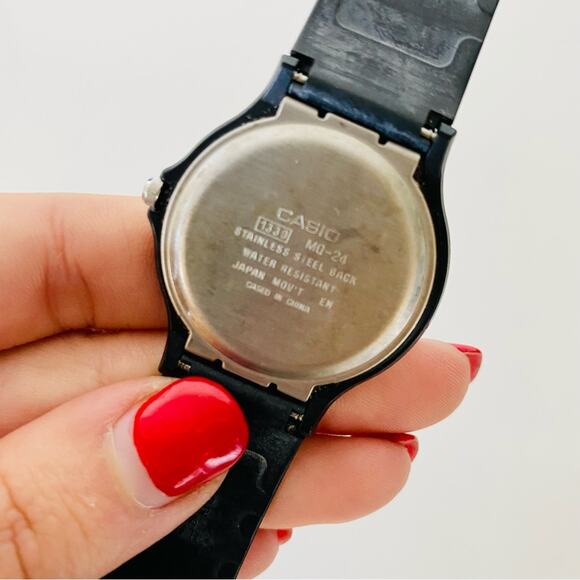 VINTAGE Retro Black Band Gold Hand Time Stainless Steel Circle Face Unisex Watch - Picture 4 of 7